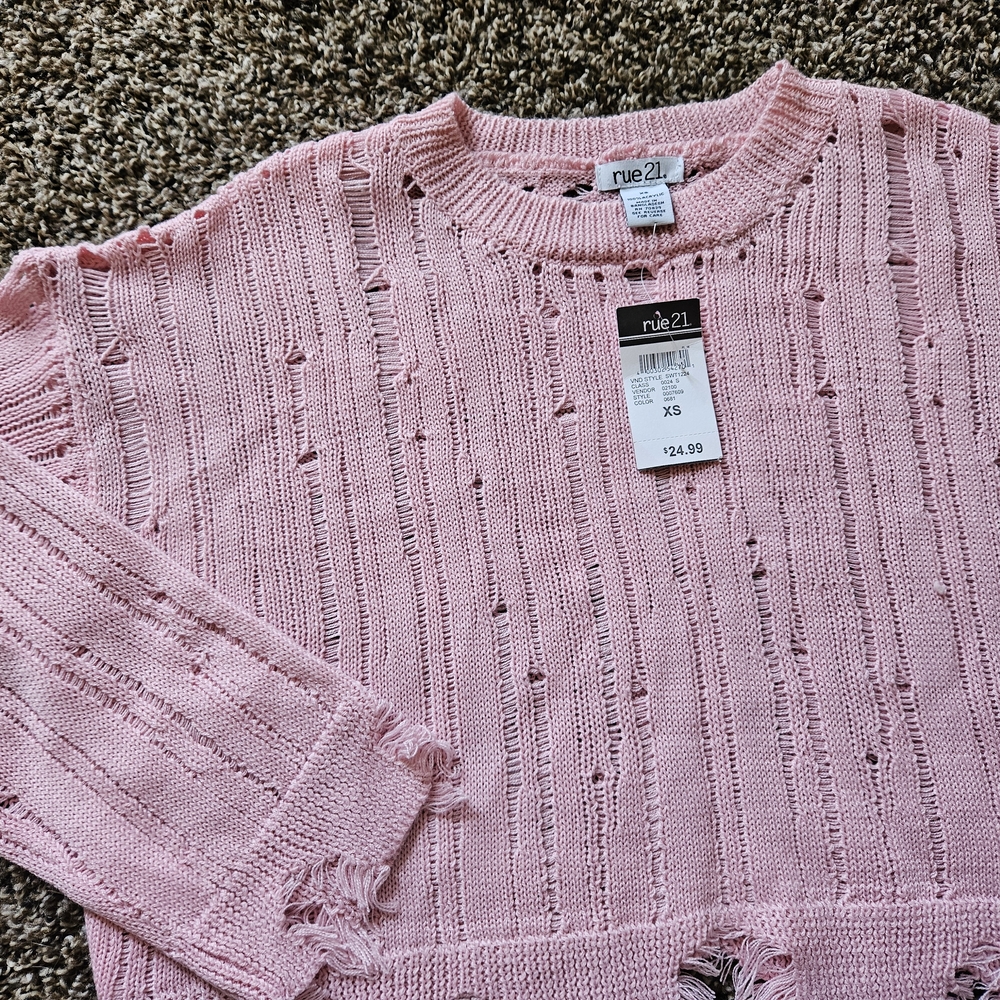 Rue21 Pink Distressed Sweater for Women
